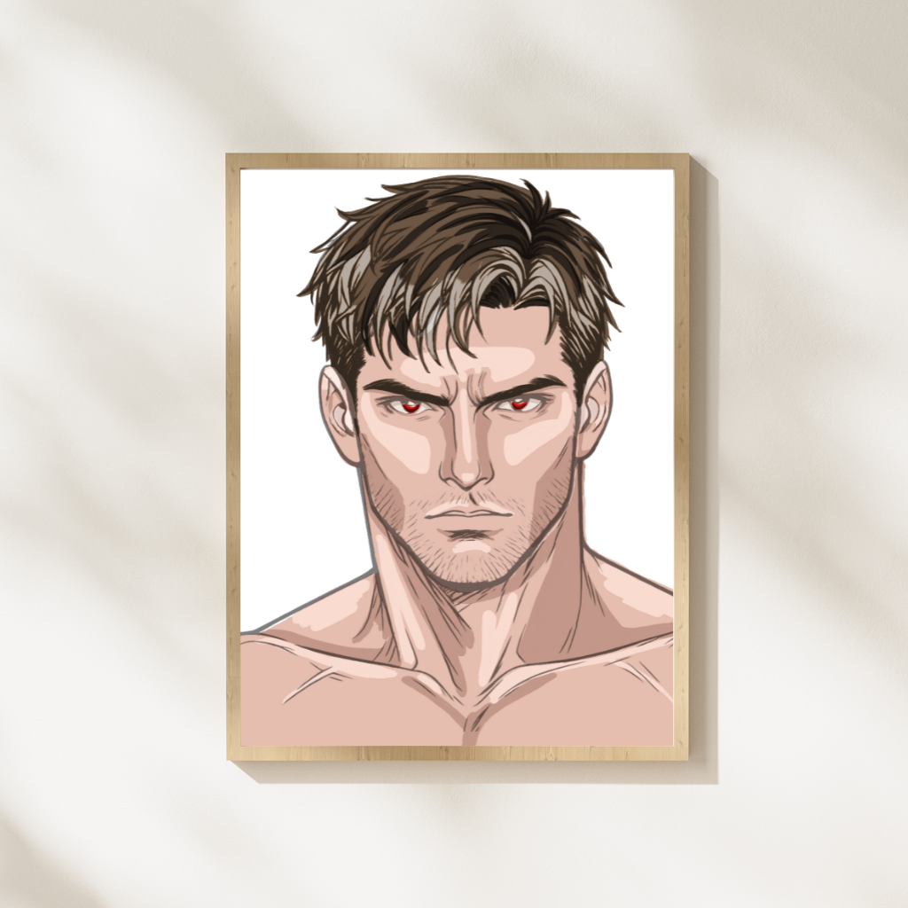 Portrait - Homme brun aux yeux rouges